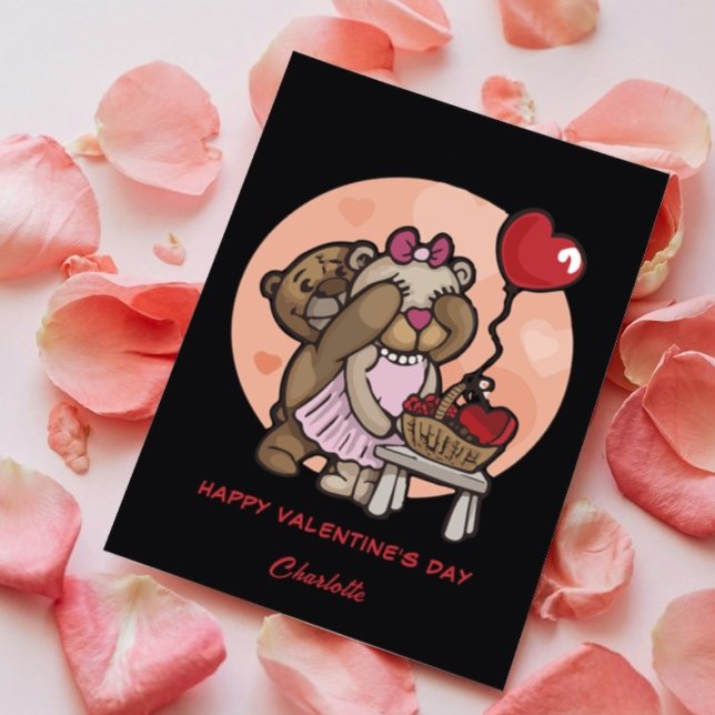 Cartes Pour Fêtes Annuelles Mignonne Ours Coeurs Rouges Saint-Valentin pour le (Créateur téléchargé)