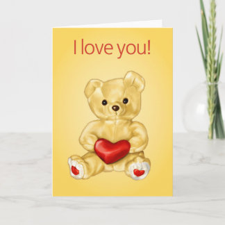 Cartes Pour Fêtes Annuelles Mignonne Ours En Teddy Tenant Coeur - Adorable Jou