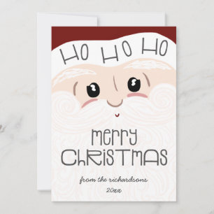 Cartes Pour Fêtes Annuelles Mignonne Père Noël Face Ho Ho Joyeux Noël