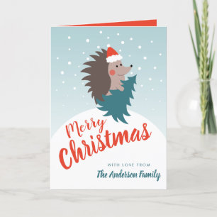 Cartes Pour Fêtes Annuelles Mignonne personnalisée et Hérisson moderne Noël
