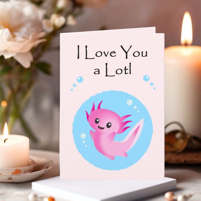 Cartes Pour Fêtes Annuelles Mignonne Purple Rose Axolotl Aimer Vous Valentine (Créateur téléchargé)