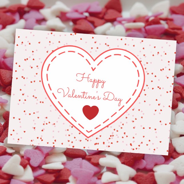 Cartes Pour Fêtes Annuelles Mignonne Romantique Red Love Heart Joyeux Valentin (Créateur téléchargé)