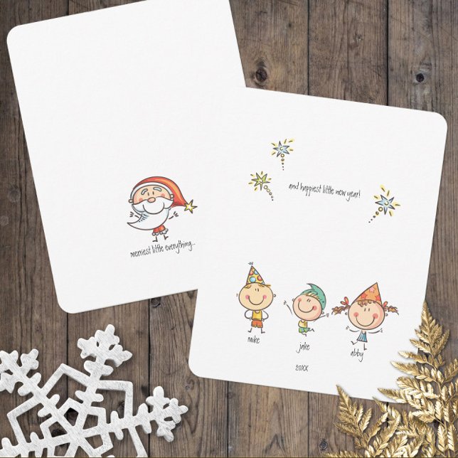 Cartes Pour Fêtes Annuelles Mignonne Simple Joyeux Tout Joyeux Nouvel An (Cute Merry Little Christmas Cards)