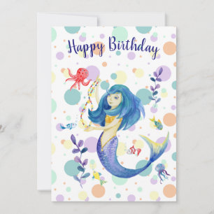 Cartes Pour Fêtes Annuelles Mignonne sirène colorée sous la mer