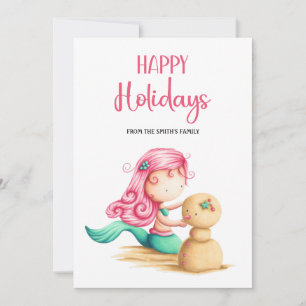 Cartes Pour Fêtes Annuelles Mignonne Sirène Joyeuses Fêtes