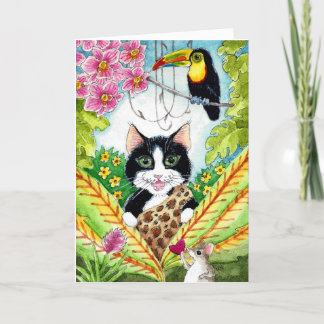 Cartes Pour Fêtes Annuelles Mignonne souris chat toucan orchidées n'importe qu