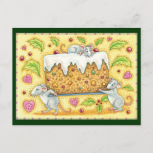 Cartes Pour Fêtes Annuelles Mignonne souris de Noël portant un dessert de gâte