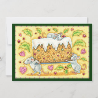 Cartes Pour Fêtes Annuelles Mignonne souris de Noël portant un dessert de gâte
