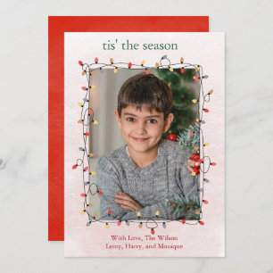 Cartes Pour Fêtes Annuelles Mignonne Une Photo Chaîne Lights Noël