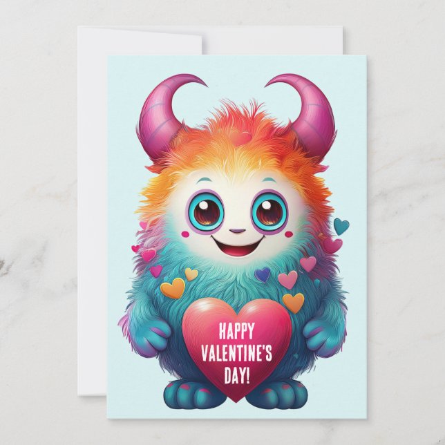 Cartes Pour Fêtes Annuelles Mignonne Valentine Monster, Heureuse Sainte-Valent (Devant)