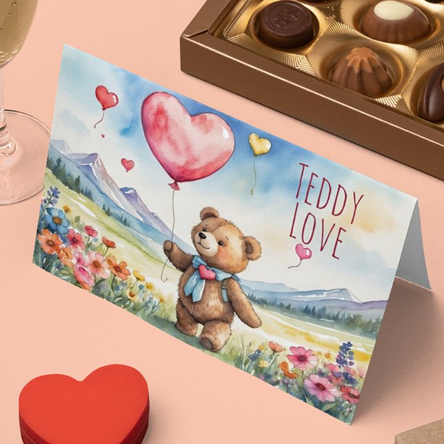 Cartes Pour Fêtes Annuelles Mignonne Valentine Teddy Bear plié (Créateur téléchargé)