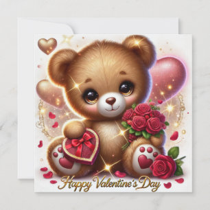 Cartes Pour Fêtes Annuelles Mignonne Valentine's Day Greeting Teddy Bear Card
