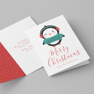 Cartes Pour Fêtes Annuelles Mignons amis d'hiver Pingouin Non-photo