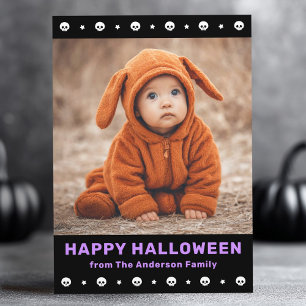 Cartes Pour Fêtes Annuelles Mignons crânes bordé et étoiles noir photo Hallowe