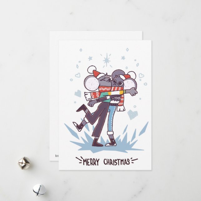 Cartes Pour Fêtes Annuelles Mignons de Noël (Devant/Arrière en situation)