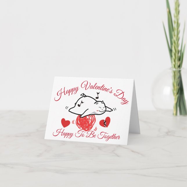 Cartes Pour Fêtes Annuelles Mignons diable timide avec AMOUR Joyeux jour de Va (Devant)