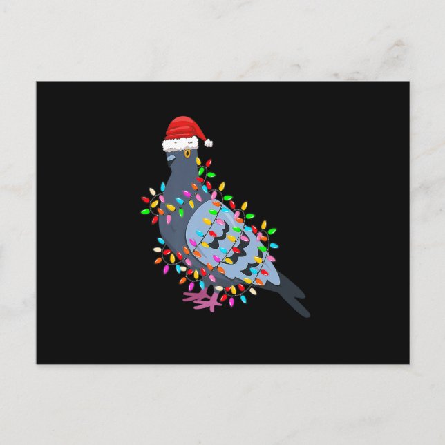 Cartes Pour Fêtes Annuelles Mignons feux de Noël Pigeon portant le Casquette d (Devant)
