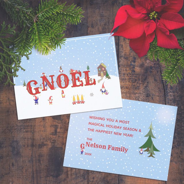 Cartes Pour Fêtes Annuelles ⛄ mignons Gnomes de Noël G-Noel (⛄ Cute Christmas Gnomes G-Noel Holiday Card -- Customize Yours On Screen Now! 🎄
)