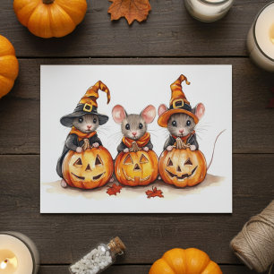 Cartes Pour Fêtes Annuelles Mignons petits citrouilles de Halloween souris à l