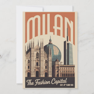 Cartes Pour Fêtes Annuelles Milan Italie Rétro Skyline Paysage Urbain Voyage 