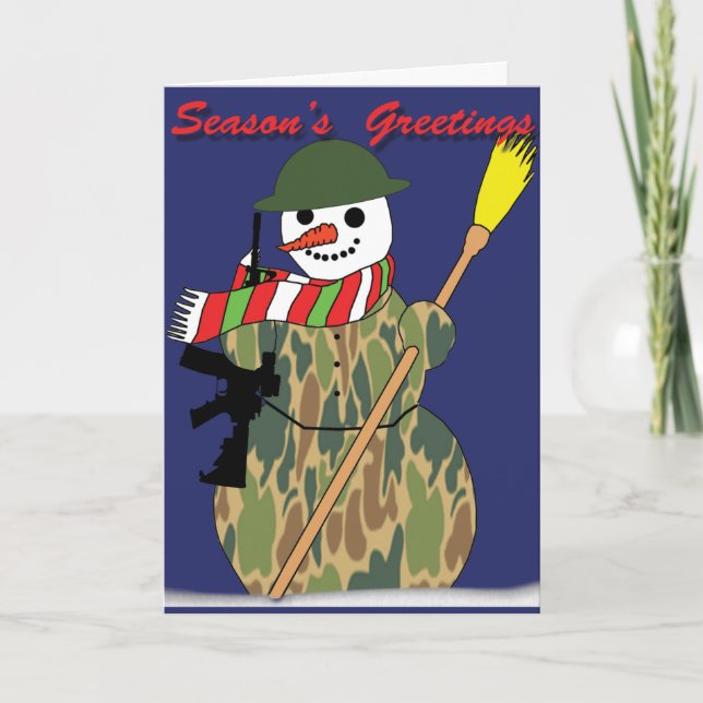 Cartes Pour Fêtes Annuelles Militaire Snowman (Devant)