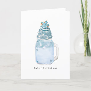 Cartes Pour Fêtes Annuelles Milkshake en pot bleu flocon de neige Lait Noël 