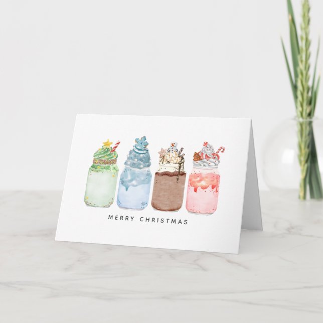 Cartes Pour Fêtes Annuelles Milkshakes de Noël Festifs (Devant)