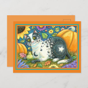 CARTES POUR FÊTES ANNUELLES MILKYWAY, UN CHAT MYSTIQUE HALLOWEEN, LUNE & ÉTOIL