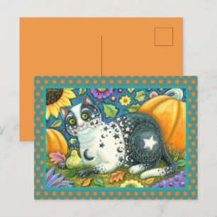 CARTES POUR FÊTES ANNUELLES MILKYWAY, UN CHAT MYSTIQUE HALLOWEEN, LUNE & ÉTOIL