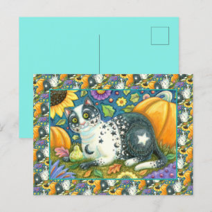 CARTES POUR FÊTES ANNUELLES MILKYWAY, UN CHAT MYSTIQUE HALLOWEEN, LUNE & ÉTOIL
