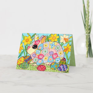 Cartes Pour Fêtes Annuelles Millefiori Bunny Oeufs colorés Amusants Art popula