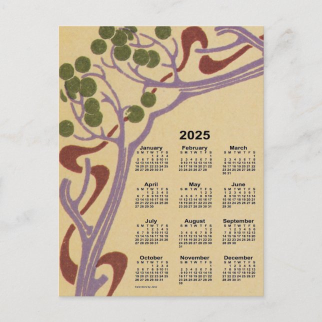 Cartes Pour Fêtes Annuelles Mini calendrier Art nouveau 2025 par Janz (Devant)