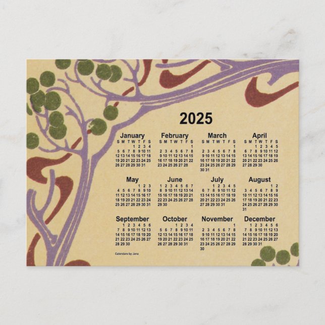 Cartes Pour Fêtes Annuelles Mini calendrier Art nouveau 2025 par Janz (Devant)