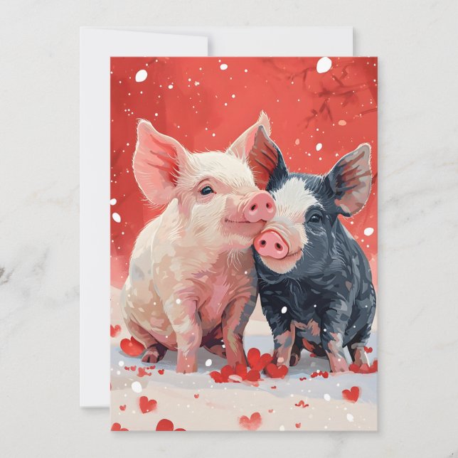 Cartes Pour Fêtes Annuelles Mini cochons la Saint-Valentin (Devant)