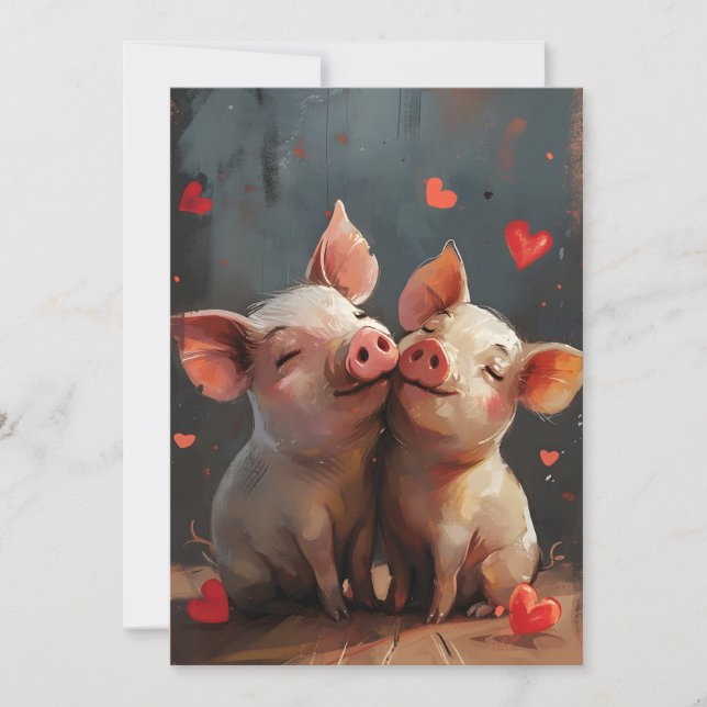Cartes Pour Fêtes Annuelles Mini cochons pour la Saint-Valentin (Devant)