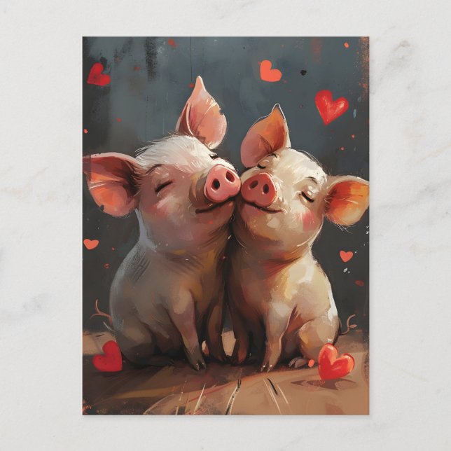 Cartes Pour Fêtes Annuelles Mini cochons Saint Valentin (Devant)