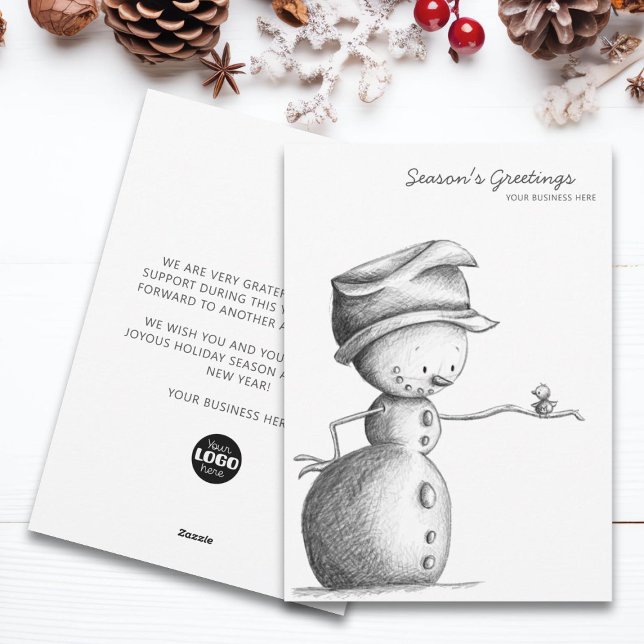 Cartes Pour Fêtes Annuelles Mini crayon noir Snowman affaires Noël (Créateur téléchargé)