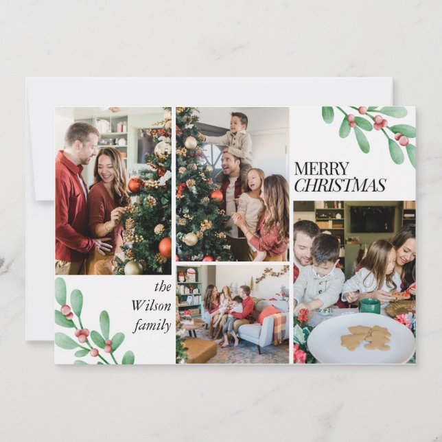 Cartes Pour Fêtes Annuelles Mini Élégant Noël Simple 4 Photo (Devant)