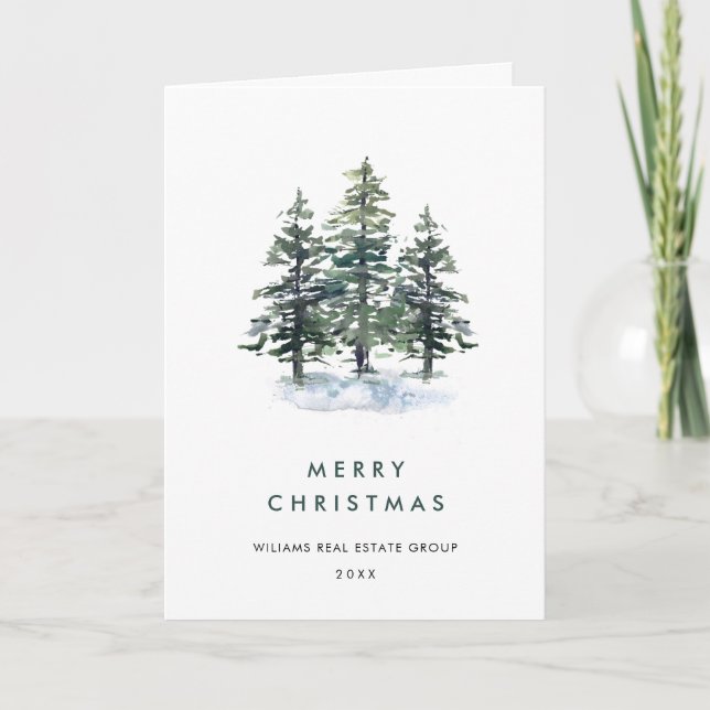 Cartes Pour Fêtes Annuelles Mini Élégant Pine Tree Noël Entreprise (Devant)