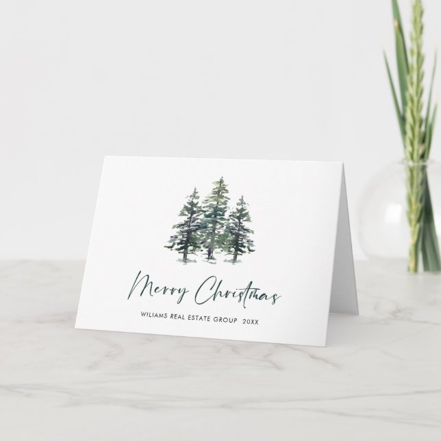 Cartes Pour Fêtes Annuelles Mini Élégant Pine Tree Noël Entreprise (Devant)