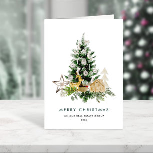 Cartes Pour Fêtes Annuelles Mini Élégant Pine Tree Noël Entreprise