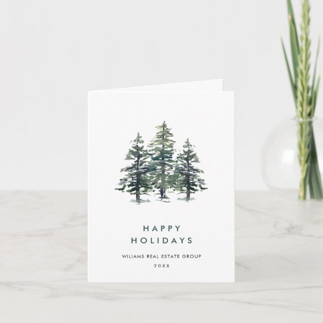 Cartes Pour Fêtes Annuelles Mini Élégant Pine Tree Noël Entreprise (Devant)