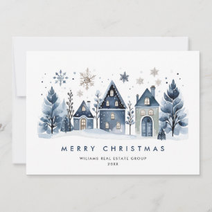Cartes Pour Fêtes Annuelles Mini hiver Pays Ville Noël Entreprise