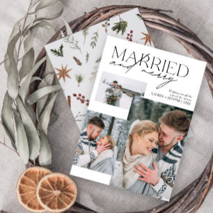 Cartes Pour Fêtes Annuelles Mini marié et joyeux photo nouvellement marié