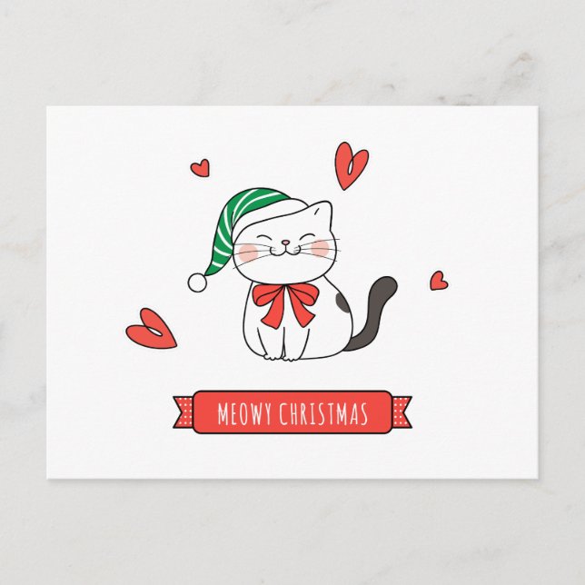 Cartes Pour Fêtes Annuelles Mini-mignon Père Noël Kitty Chat Meowy Noël (Devant)