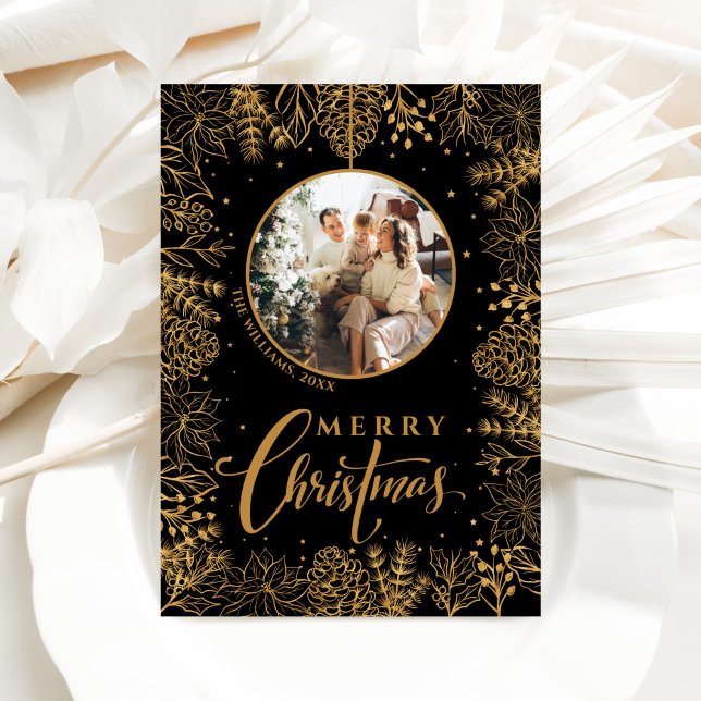 Cartes Pour Fêtes Annuelles Mini photo moderne Noir (Créateur téléchargé)