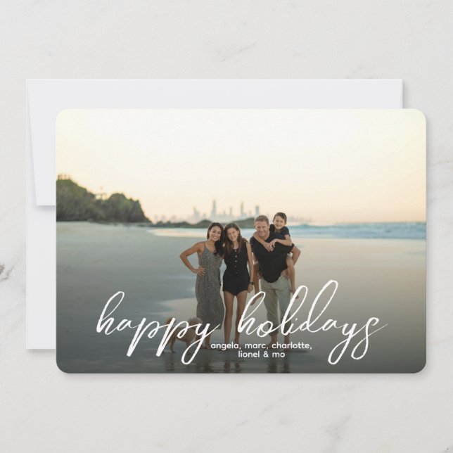 Cartes Pour Fêtes Annuelles Mini-script famille photo Noël (Devant)