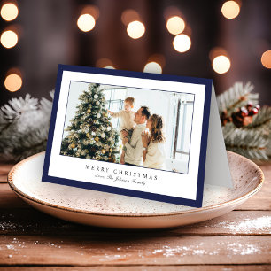 Cartes Pour Fêtes Annuelles Miniature Bleue Photo Noël élégant
