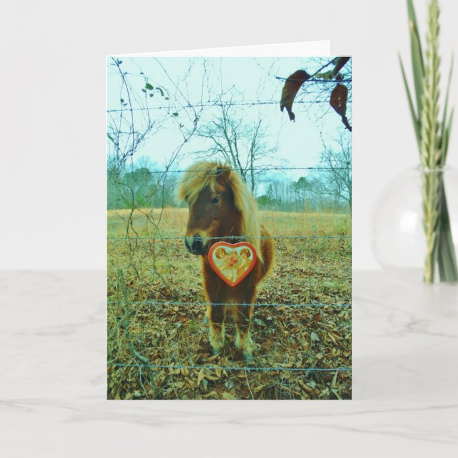 Cartes Pour Fêtes Annuelles Miniature cheval Brown Valentine Heart (Devant)