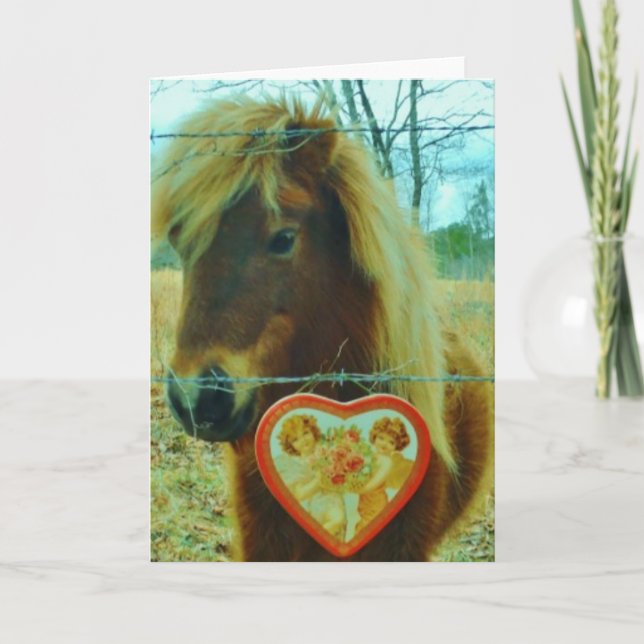 Cartes Pour Fêtes Annuelles Miniature cheval Brown Valentine Heart (Devant)